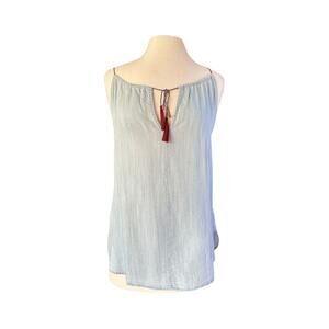 Rails Light Vintage Wash Chambray Tassel Necktie Sleeveless Top Size Medium